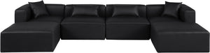 Cube Black Vegan Leather Modular Sectional 668Black-Sec6B Meridian Furniture