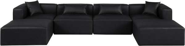 Cube Black Vegan Leather Modular Sectional 668Black-Sec6B Meridian Furniture