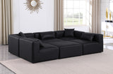 Cube Black Vegan Leather Modular Sectional 668Black-Sec6C Meridian Furniture