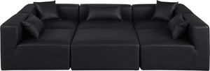 Cube Black Vegan Leather Modular Sectional 668Black-Sec6C Meridian Furniture