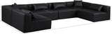 Cube Black Vegan Leather Modular Sectional 668Black-Sec6D Meridian Furniture