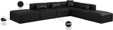 Cube Black Vegan Leather Modular Sectional 668Black-Sec6E Meridian Furniture