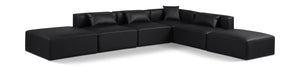 Cube Black Vegan Leather Modular Sectional 668Black-Sec6E Meridian Furniture