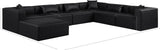 Cube Black Vegan Leather Modular Sectional 668Black-Sec7A Meridian Furniture