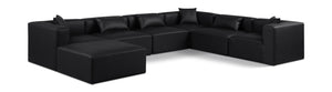 Cube Black Vegan Leather Modular Sectional 668Black-Sec7A Meridian Furniture