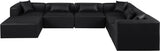 Cube Black Vegan Leather Modular Sectional 668Black-Sec7A Meridian Furniture