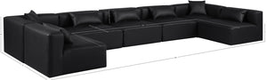 Cube Black Vegan Leather Modular Sectional 668Black-Sec7B Meridian Furniture