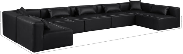 Cube Black Vegan Leather Modular Sectional 668Black-Sec7B Meridian Furniture