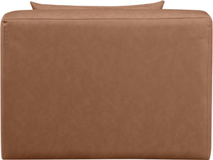 Cube Brown Vegan Leather Armless Chair 668Brown-Armless Meridian Furniture