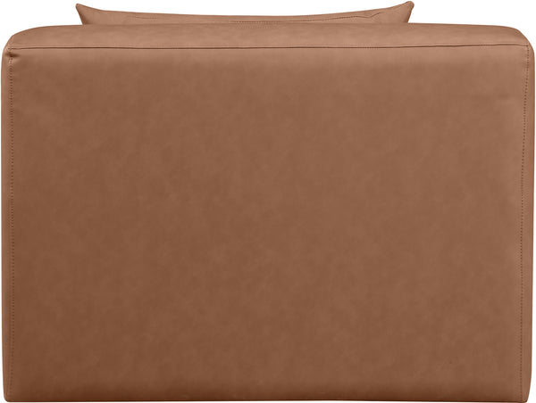 Cube Brown Vegan Leather Armless Chair 668Brown-Armless Meridian Furniture