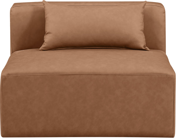 Cube Brown Vegan Leather Armless Chair 668Brown-Armless Meridian Furniture