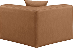 Cube Brown Vegan Leather Corner Chair 668Brown-Corner Meridian Furniture