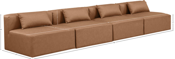 Cube Brown Vegan Leather Modular Sofa 668Brown-S144A Meridian Furniture