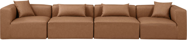 Cube Brown Vegan Leather Modular Sofa 668Brown-S144B Meridian Furniture