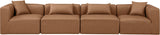 Cube Brown Vegan Leather Modular Sofa 668Brown-S144B Meridian Furniture