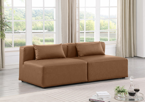 Cube Brown Vegan Leather Modular Sofa 668Brown-S72A Meridian Furniture
