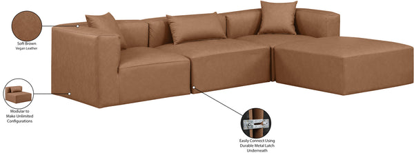 Cube Brown Vegan Leather Modular Sectional 668Brown-Sec4A Meridian Furniture