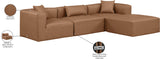 Cube Brown Vegan Leather Modular Sectional 668Brown-Sec4A Meridian Furniture