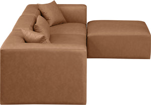 Cube Brown Vegan Leather Modular Sectional 668Brown-Sec4A Meridian Furniture
