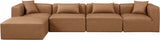 Cube Brown Vegan Leather Modular Sectional 668Brown-Sec5A Meridian Furniture