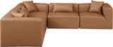 Cube Brown Vegan Leather Modular Sectional 668Brown-Sec5C Meridian Furniture