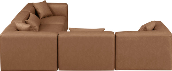 Cube Brown Vegan Leather Modular Sectional 668Brown-Sec5C Meridian Furniture
