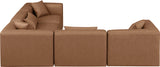 Cube Brown Vegan Leather Modular Sectional 668Brown-Sec5C Meridian Furniture