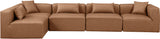 Cube Brown Vegan Leather Modular Sectional 668Brown-Sec5D Meridian Furniture