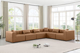 Cube Brown Vegan Leather Modular Sectional 668Brown-Sec6A Meridian Furniture