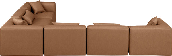 Cube Brown Vegan Leather Modular Sectional 668Brown-Sec6A Meridian Furniture