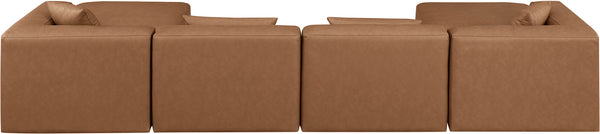 Cube Brown Vegan Leather Modular Sectional 668Brown-Sec6B Meridian Furniture