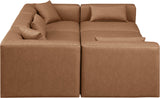 Cube Brown Vegan Leather Modular Sectional 668Brown-Sec6C Meridian Furniture