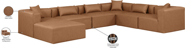 Cube Brown Vegan Leather Modular Sectional 668Brown-Sec7A Meridian Furniture