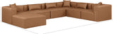 Cube Brown Vegan Leather Modular Sectional 668Brown-Sec7A Meridian Furniture