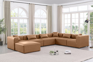 Cube Brown Vegan Leather Modular Sectional 668Brown-Sec7A Meridian Furniture