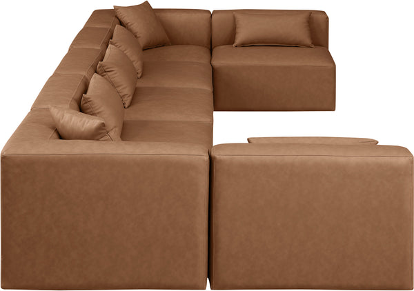 Cube Brown Vegan Leather Modular Sectional 668Brown-Sec7B Meridian Furniture