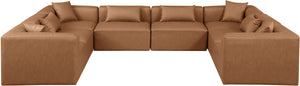 Cube Brown Vegan Leather Modular Sectional 668Brown-Sec8A Meridian Furniture