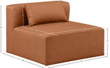 Cube Cognac Vegan Leather Armless Chair 668Cognac-Armless Meridian Furniture