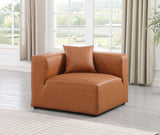 Cube Cognac Vegan Leather Corner Chair 668Cognac-Corner Meridian Furniture