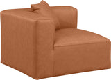 Cube Cognac Vegan Leather Corner Chair 668Cognac-Corner Meridian Furniture