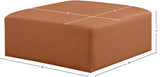 Cube Cognac Vegan Leather Ottoman 668Cognac-Ott Meridian Furniture