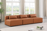 Cube Cognac Vegan Leather Modular Sofa 668Cognac-S108A Meridian Furniture