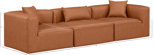 Cube Cognac Vegan Leather Modular Sofa 668Cognac-S108B Meridian Furniture