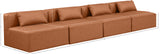 Cube Cognac Vegan Leather Modular Sofa 668Cognac-S144A Meridian Furniture