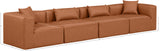 Cube Cognac Vegan Leather Modular Sofa 668Cognac-S144B Meridian Furniture