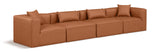 Cube Cognac Vegan Leather Modular Sofa 668Cognac-S144B Meridian Furniture