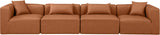 Cube Cognac Vegan Leather Modular Sofa 668Cognac-S144B Meridian Furniture