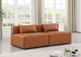 Cube Cognac Vegan Leather Modular Sofa 668Cognac-S72A Meridian Furniture