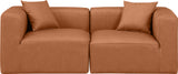 Cube Cognac Vegan Leather Modular Sofa 668Cognac-S72B Meridian Furniture