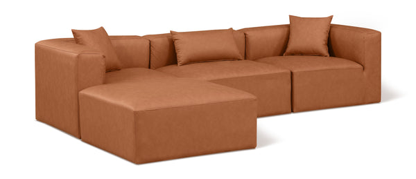Cube Cognac Vegan Leather Modular Sectional 668Cognac-Sec4A Meridian Furniture